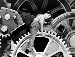 Charles Chaplin en la película "Tiempos Modernos"
