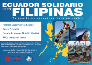 Cáritas Ecuador inicia su campaña de apoyo a Filipinas.